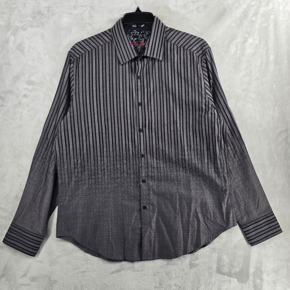 Robert Graham XL Mens Button Down Dress Shirt‎ Striped Gradient Long Sleeve
